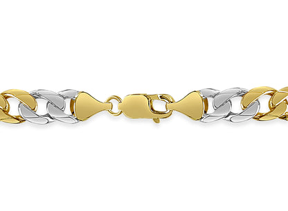 Curb Solid White/Yellow/Rose Gold Handmade Bracelet , 9mm, 6.5-10 Inch