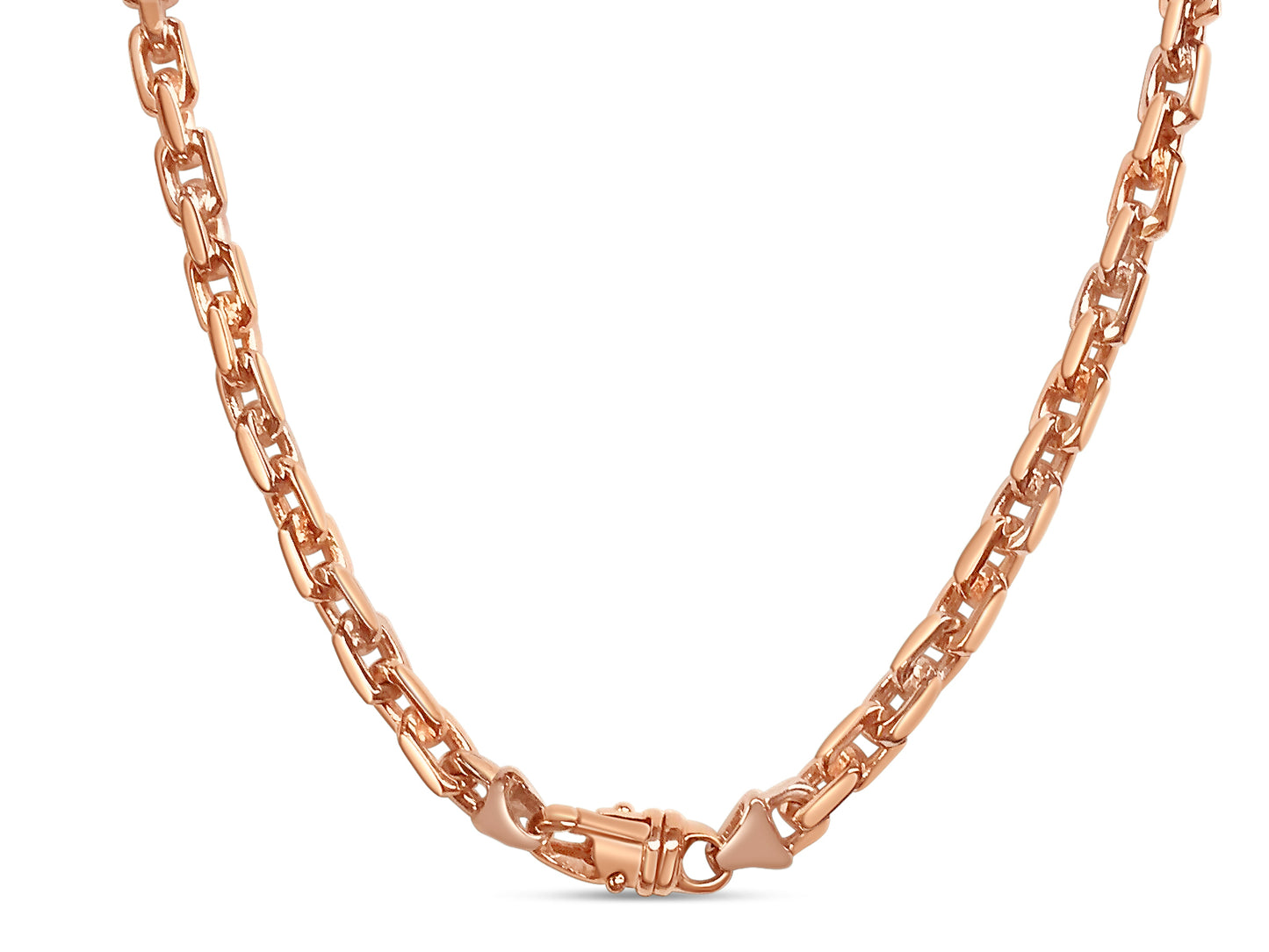 Fancy Rolo Solid White/Yellow/Rose Gold Handmade Necklace , 8mm, 16-30 Inch