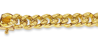 Curb Solid White/Yellow/Rose Gold Handmade Bracelet , 8mm, 6.5-10 Inch