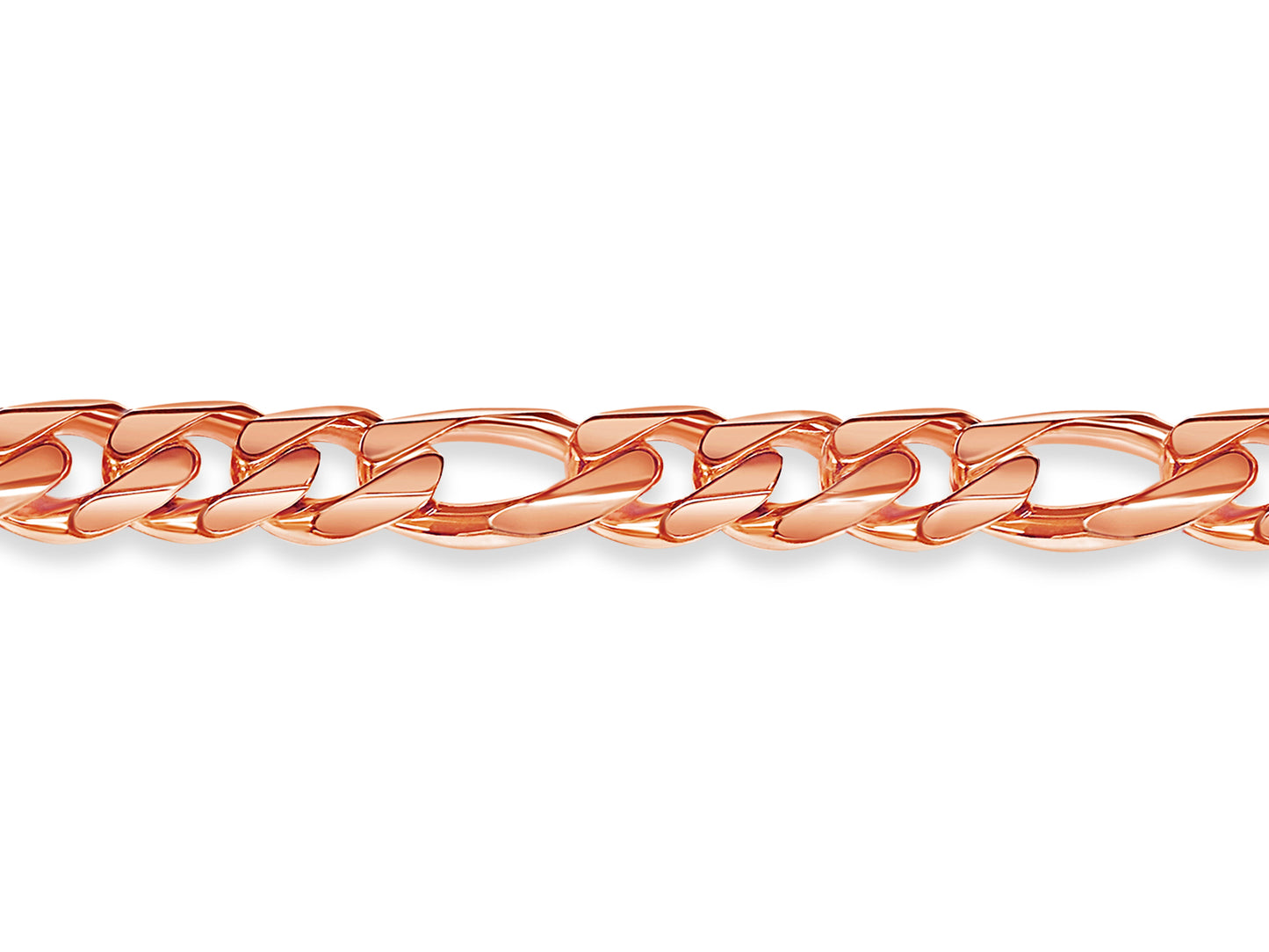 Figaro Solid White/Yellow/Rose Gold Handmade Bracelet , 14mm, 6.5-10 Inch