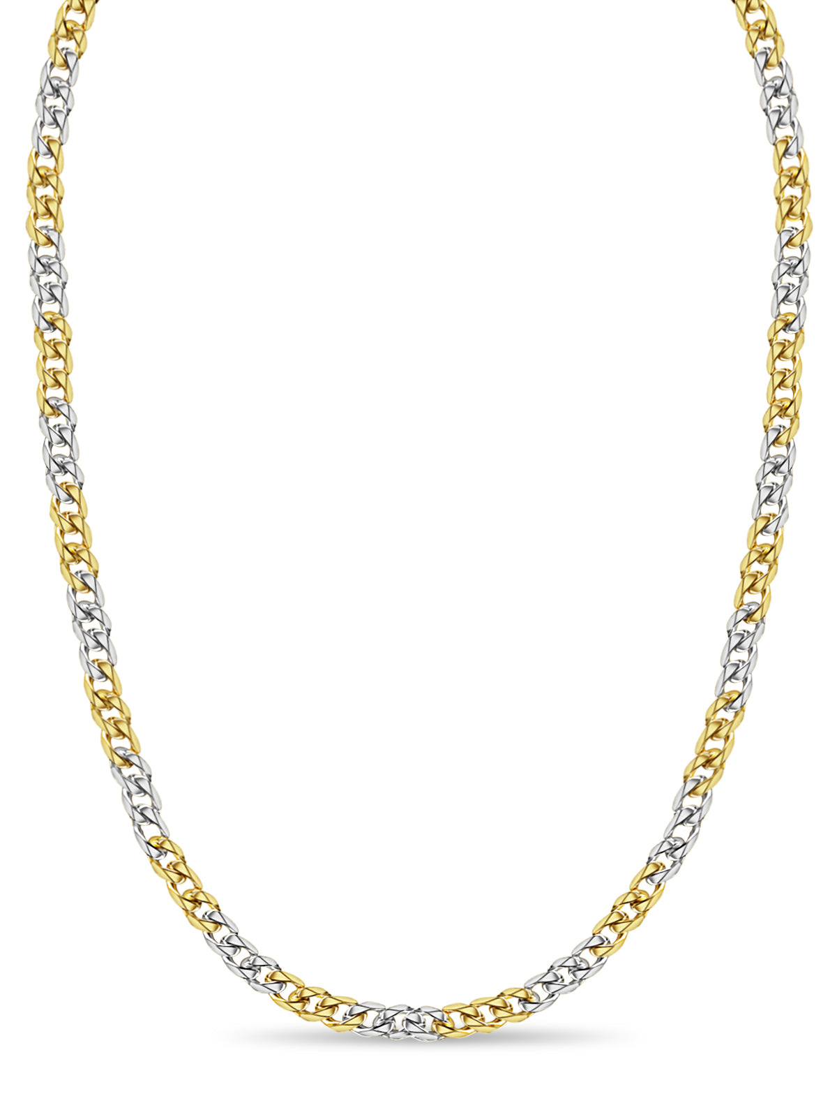 Curb Solid White/Yellow/Rose Gold Handmade Necklace , 17mm, 16-30 Inch