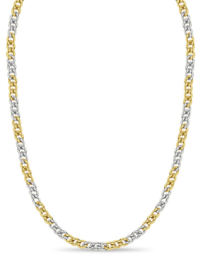 Curb Solid White/Yellow/Rose Gold Handmade Necklace , 17mm, 16-30 Inch