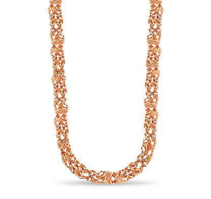 Nugget Solid White/Yellow/Rose Gold Handmade Necklace , 11mm, 16-30 Inch