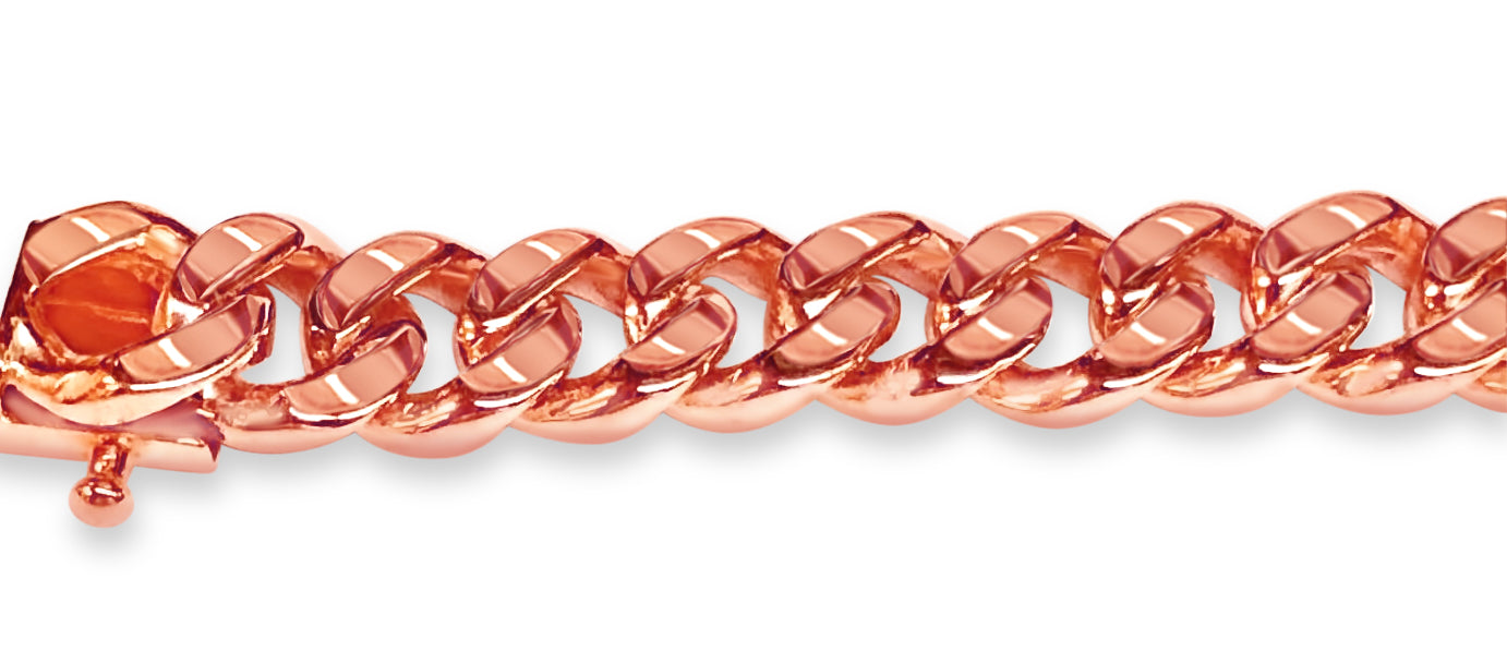 Curb Solid White/Yellow/Rose Gold Handmade Bracelet , 8mm, 6.5-10 Inch