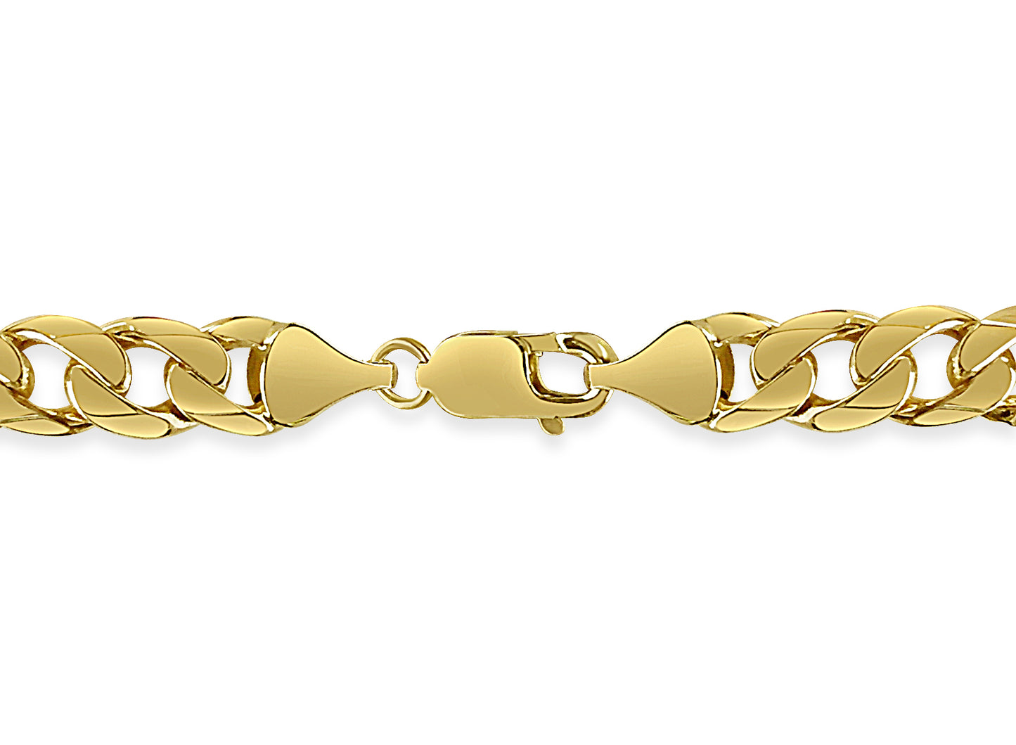 Curb Solid White/Yellow/Rose Gold Handmade Bracelet , 9mm, 6.5-10 Inch