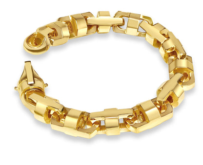 Anchor Mariner Solid White/Yellow/Rose Gold Handmade Bracelet , 14mm, 6.5-10 Inch