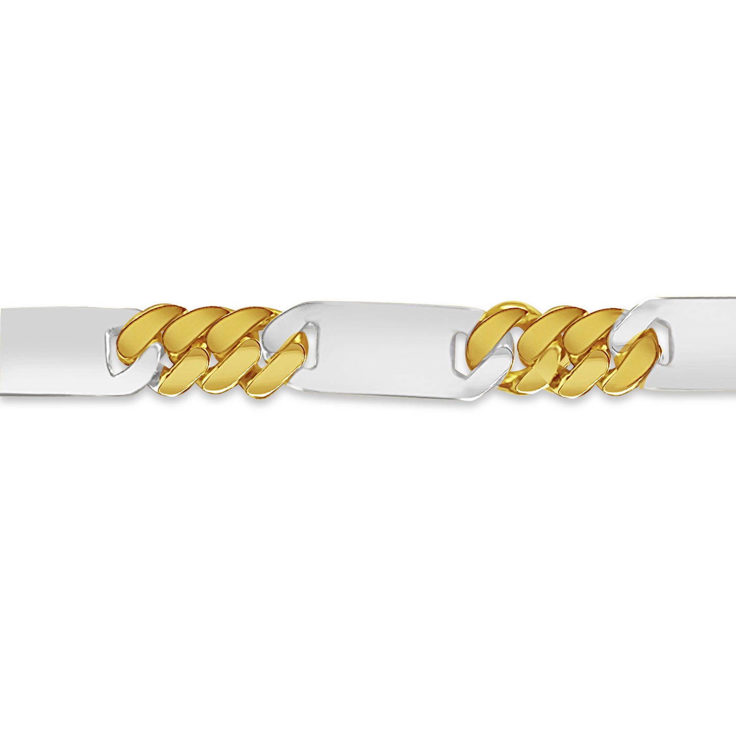 Figaro Bar Solid White/Yellow/Rose Gold Handmade Bracelet , 8mm, 6.5-10 Inch