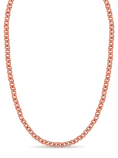 Curb Solid White/Yellow/Rose Gold Handmade Necklace , 17mm, 16-30 Inch