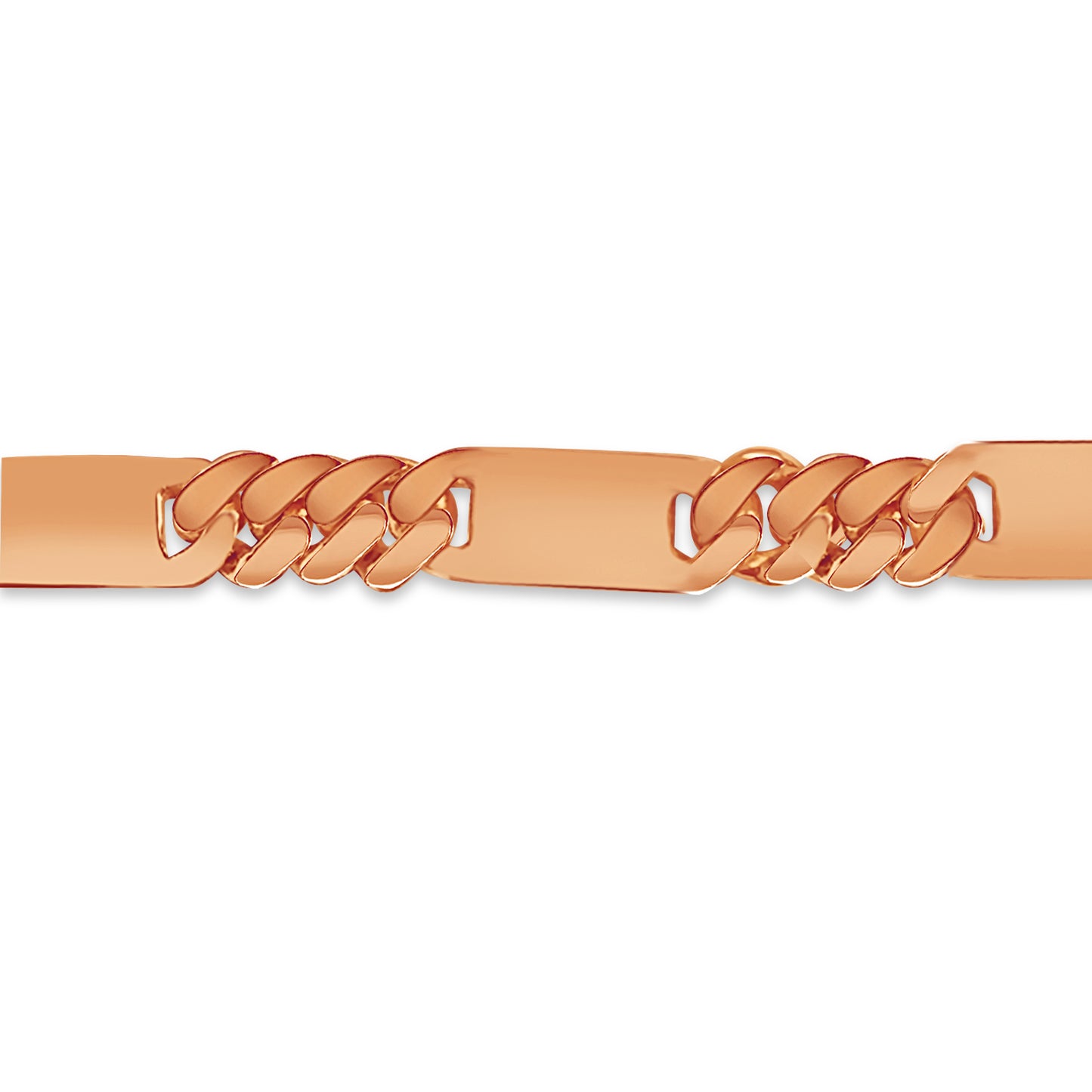 Figaro Bar Solid White/Yellow/Rose Gold Handmade Bracelet , 8mm, 6.5-10 Inch