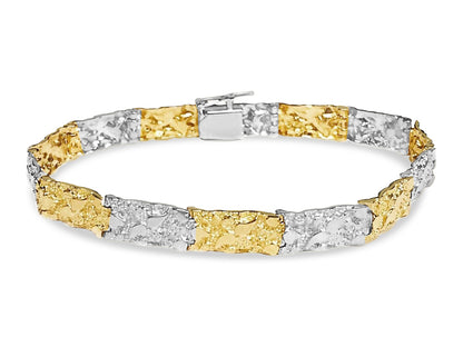 Nugget Solid White/Yellow/Rose Gold Handmade Bracelet , 7mm, 6.5-10 Inch