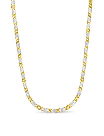 Curb Solid White/Yellow/Rose Gold Handmade Necklace , 9mm, 16-30 Inch