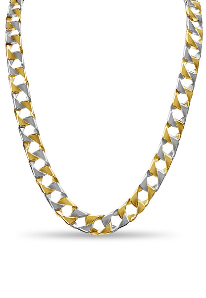 Curb Solid White/Yellow/Rose Gold Handmade Necklace , 11mm, 16-30 Inch