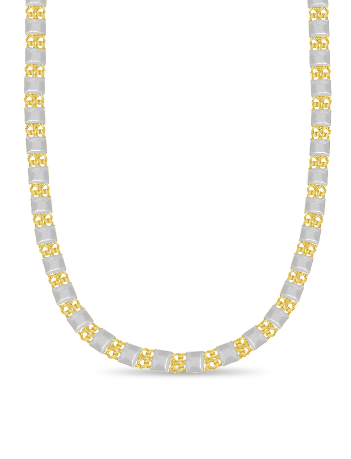 Curb & Bar Solid White/Yellow/Rose Gold Handmade Necklace , 17mm, 16-30 Inch