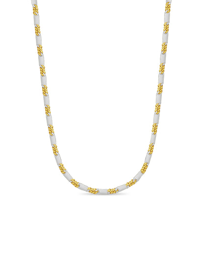 Figaro Bar Solid White/Yellow/Rose Gold Handmade Necklace , 8mm, 16-30 Inch