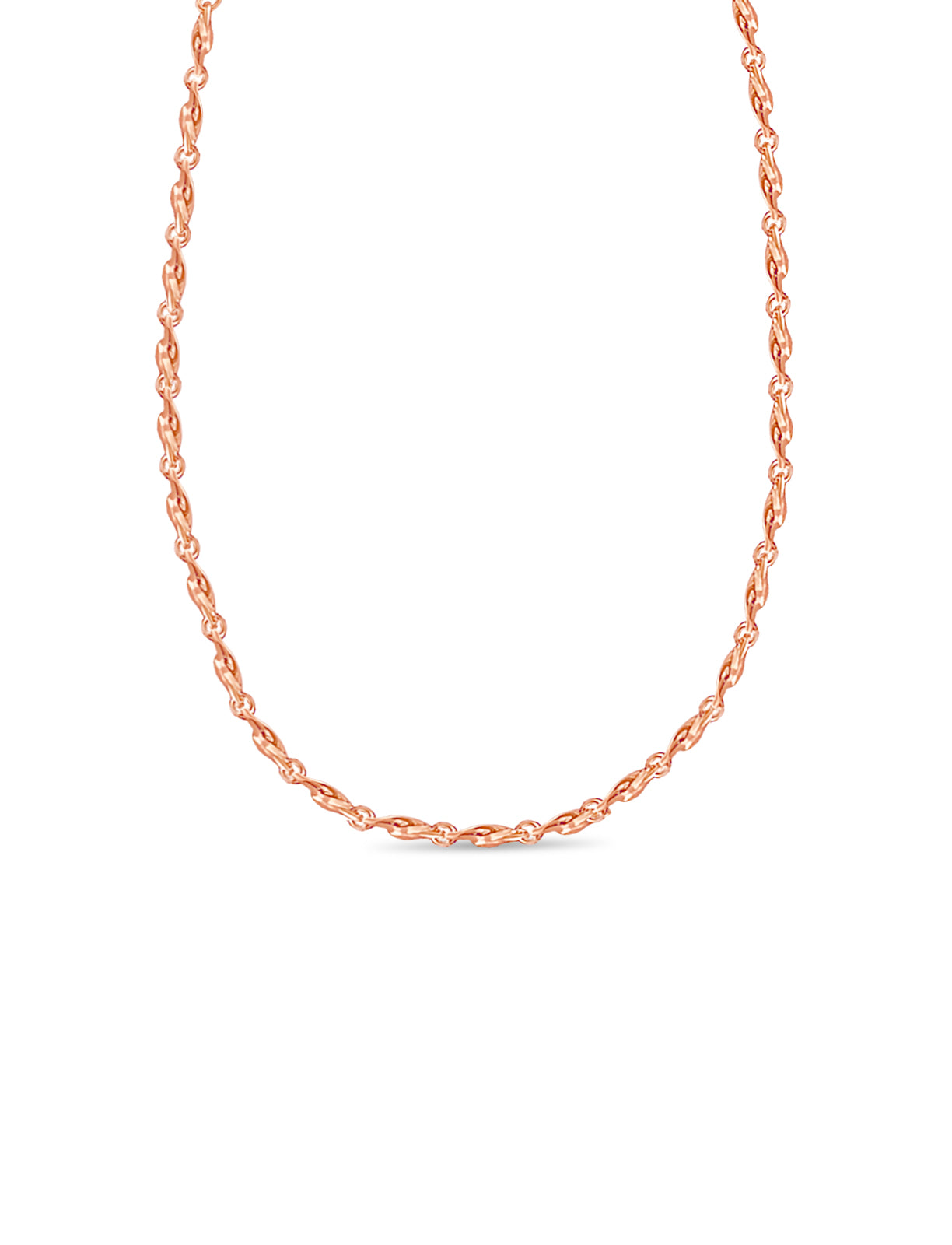 Twist Solid White/Yellow/Rose Gold Handmade Necklace , 5mm, 16-30 Inch