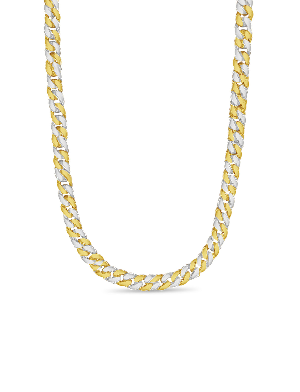 Curb Solid White/Yellow/Rose Gold Handmade Necklace , 9mm, 16-30 Inch