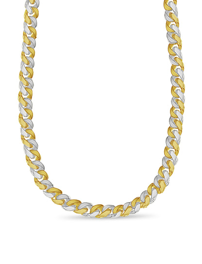 Miami Cuban Solid White/Yellow/Rose Gold Handmade Necklace , 10mm, 16-30 Inch