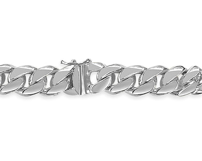 Curb Solid White/Yellow/Rose Gold Handmade Bracelet , 11mm, 6.5-10 Inch