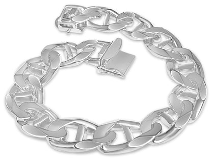 Anchor Mariner Solid White/Yellow/Rose Gold Handmade Bracelet , 15mm, 6.5-10 Inch