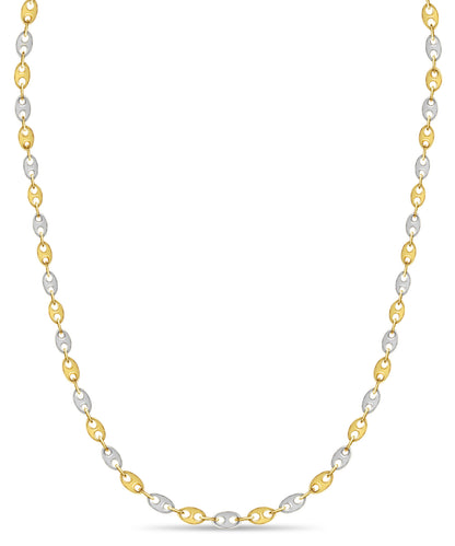 Mariner Solid White/Yellow/Rose Gold Handmade Necklace , 9mm, 16-30 Inch