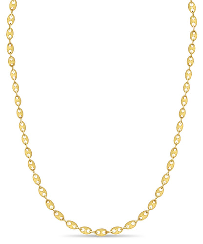 Mariner Solid White/Yellow/Rose Gold Handmade Necklace , 9mm, 16-30 Inch
