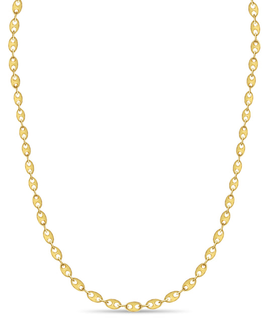 Mariner Solid White/Yellow/Rose Gold Handmade Necklace , 9mm, 16-30 Inch