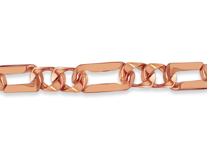 Figaro Solid White/Yellow/Rose Gold Handmade Bracelet , 7mm, 6.5-10 Inch