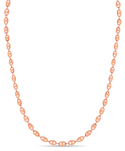 Mariner Solid White/Yellow/Rose Gold Handmade Necklace , 9mm, 16-30 Inch