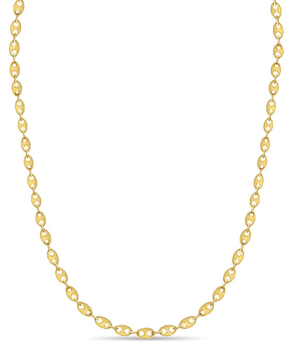 Mariner Solid White/Yellow/Rose Gold Handmade Necklace , 9mm, 16-30 Inch