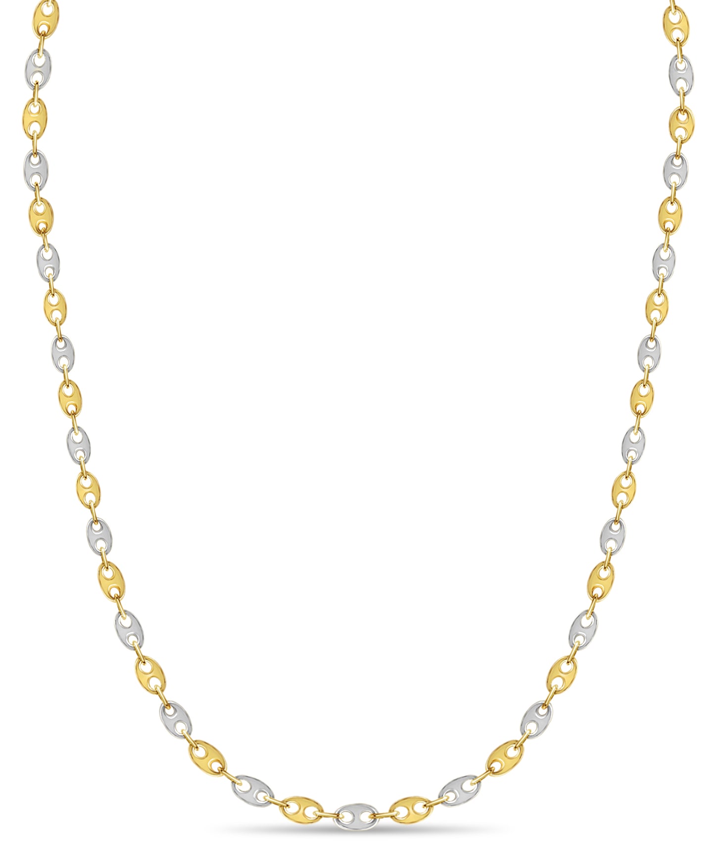 Mariner Solid White/Yellow/Rose Gold Handmade Necklace , 9mm, 16-30 Inch