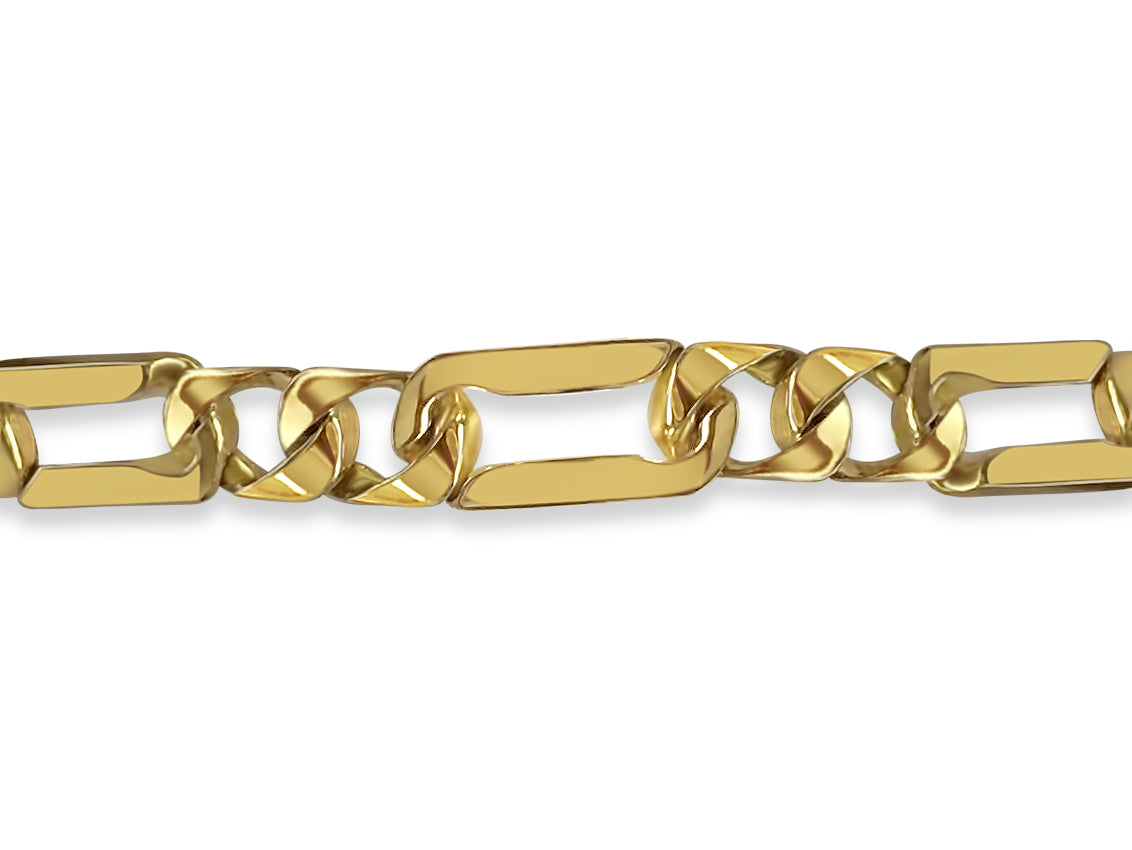 Figaro Solid White/Yellow/Rose Gold Handmade Bracelet , 7mm, 6.5-10 Inch