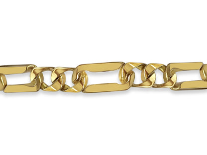 Figaro Solid White/Yellow/Rose Gold Handmade Bracelet , 7mm, 6.5-10 Inch