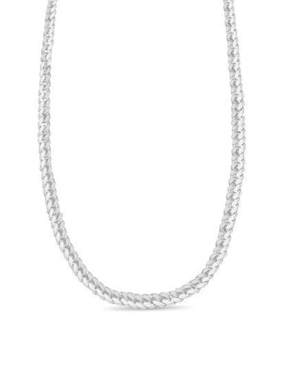 Curb Solid White/Yellow/Rose Gold Handmade Necklace , 7mm, 16-30 Inch