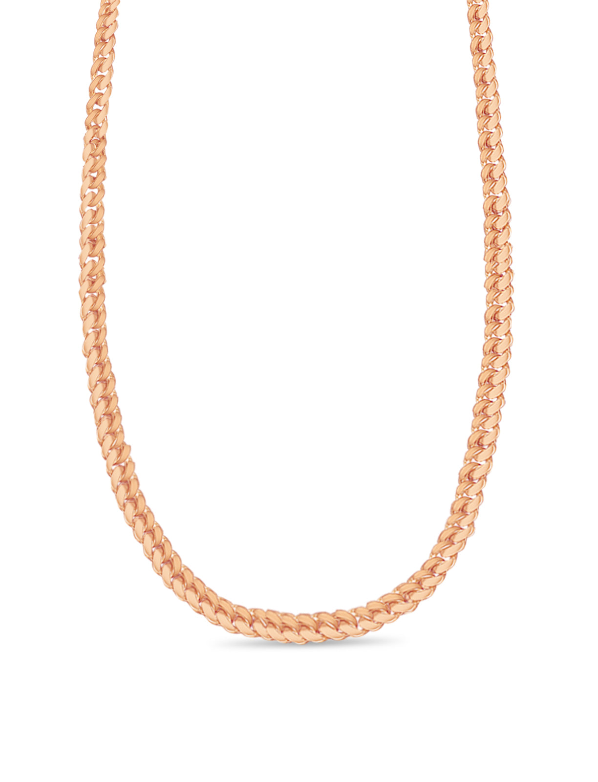 Curb Solid White/Yellow/Rose Gold Handmade Necklace , 7mm, 16-30 Inch