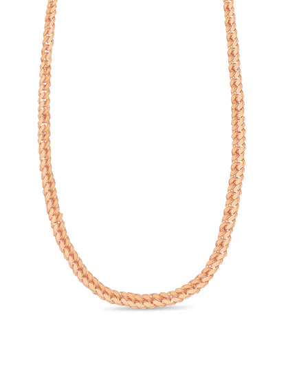 Curb Solid White/Yellow/Rose Gold Handmade Necklace , 7mm, 16-30 Inch