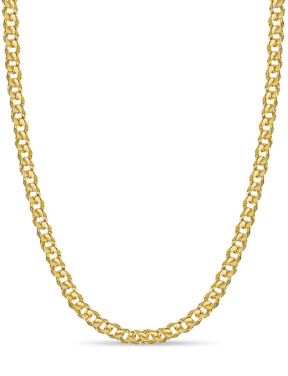 Curb Solid White/Yellow/Rose Gold Handmade Necklace , 11mm, 16-30 Inch