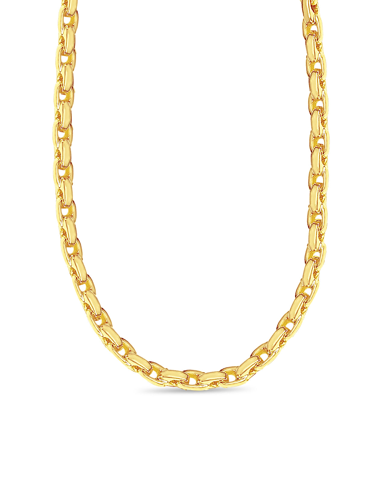 Fancy Rolo Solid White/Yellow/Rose Gold Handmade Necklace , 5mm, 16-30 Inch