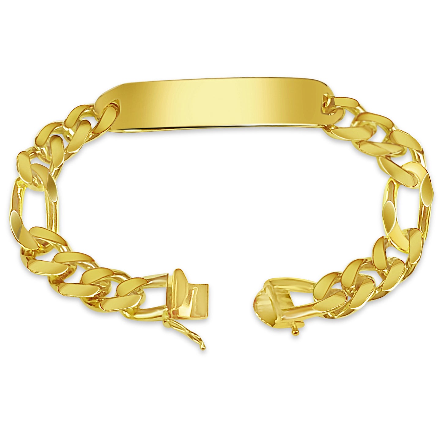 ID Figaro Solid White/Yellow/Rose Gold Handmade Bracelet , 12mm, 6.5-10 Inch