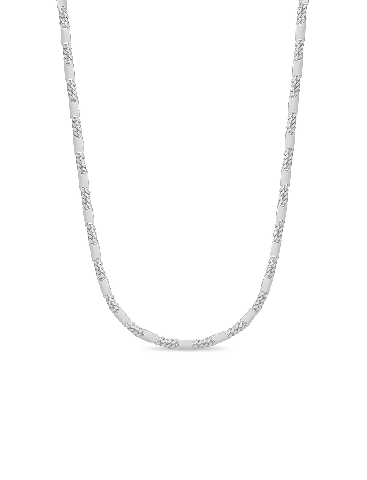 Figaro Bar Solid White/Yellow/Rose Gold Handmade Necklace , 8mm, 16-30 Inch