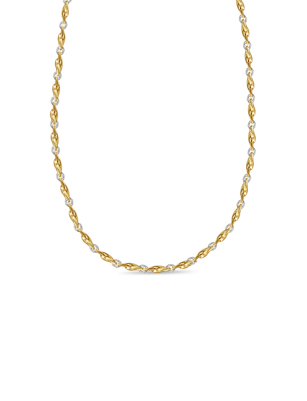 Twist Solid White/Yellow/Rose Gold Handmade Necklace , 5mm, 16-30 Inch