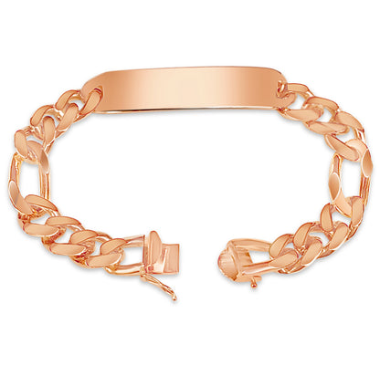 ID Figaro Solid White/Yellow/Rose Gold Handmade Bracelet , 12mm, 6.5-10 Inch