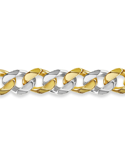 Curb Solid White/Yellow/Rose Gold Handmade Bracelet , 11mm, 6.5-10 Inch