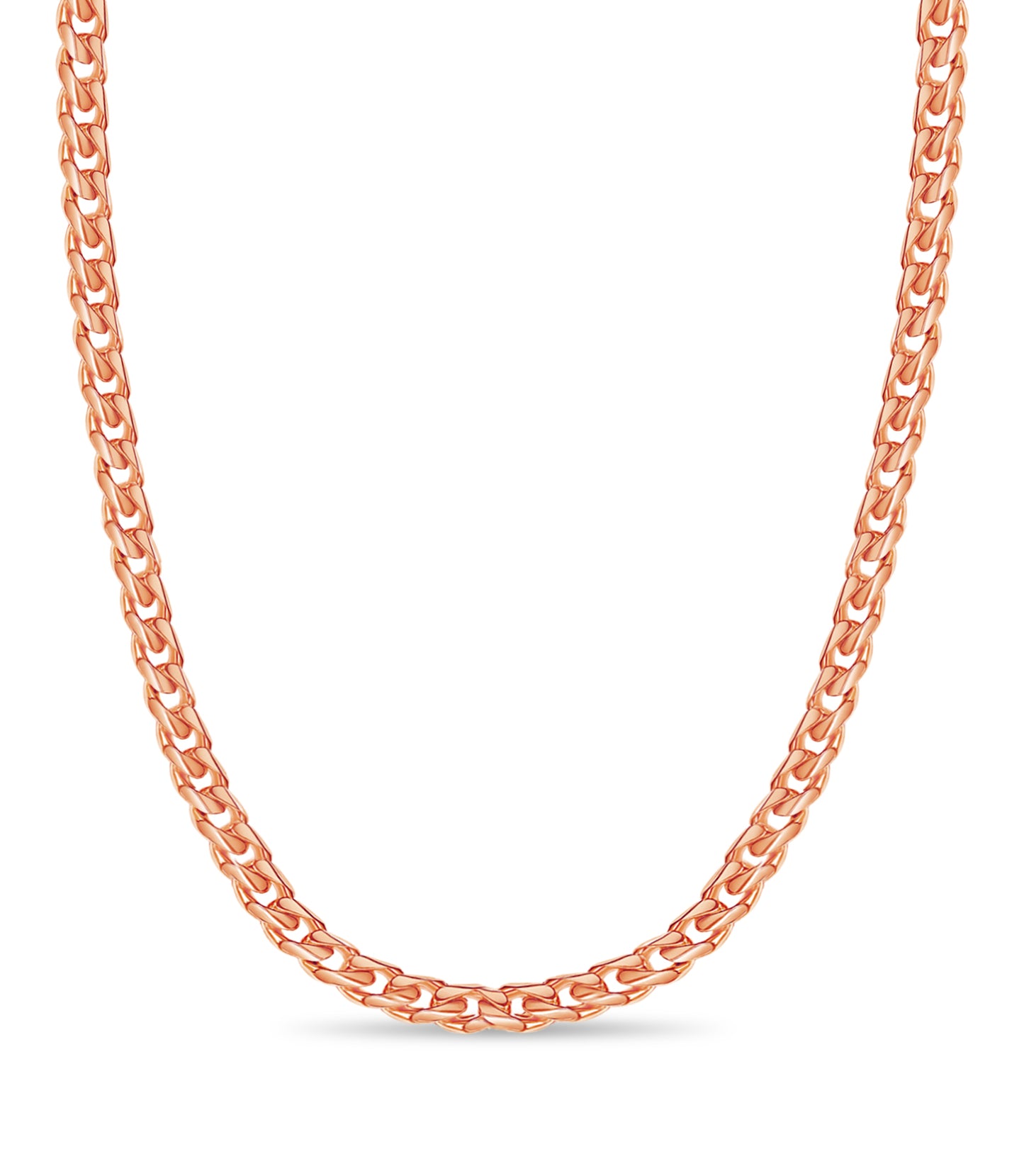 Curb Solid White/Yellow/Rose Gold Handmade Necklace , 13mm, 16-30 Inch