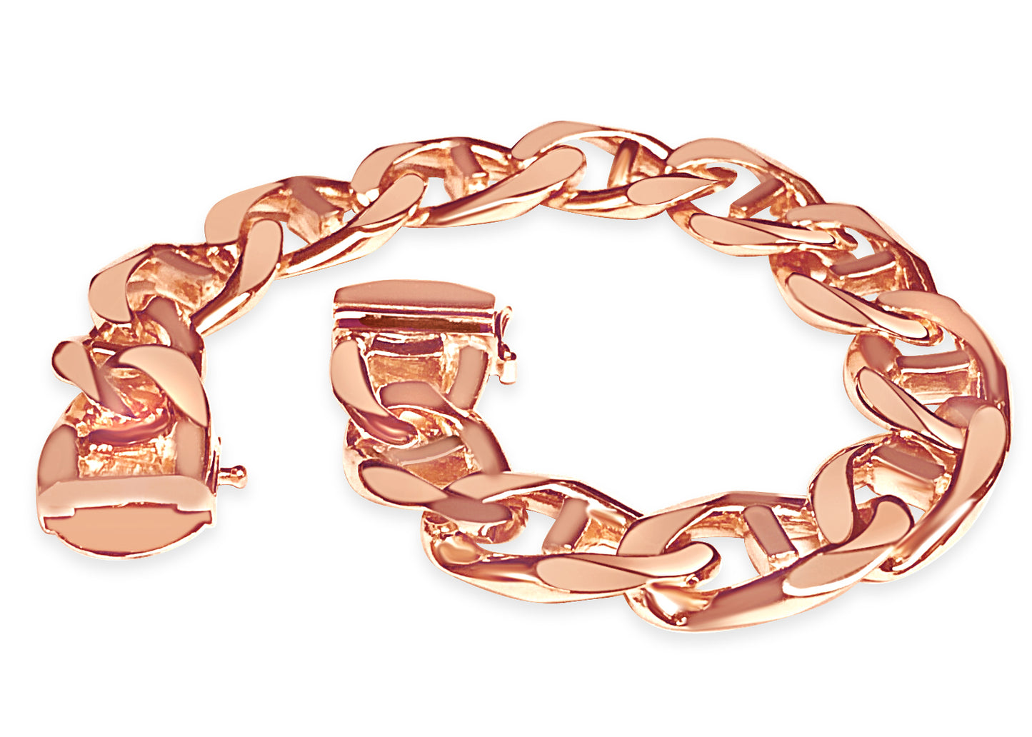 Mariner Solid White/Yellow/Rose Gold Handmade Bracelet , 15mm, 6.5-10 Inch