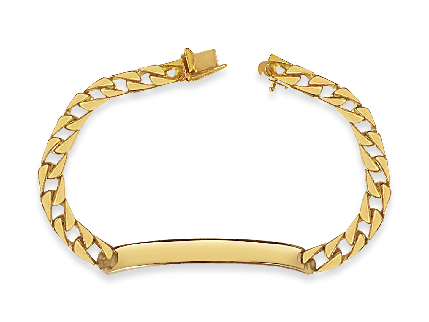 Curb Solid White/Yellow/Rose Gold Handmade Bracelet , 7mm, 6.5-10 Inch