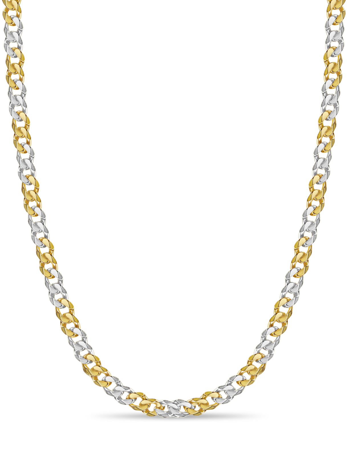 Curb Solid White/Yellow/Rose Gold Handmade Necklace , 11mm, 16-30 Inch