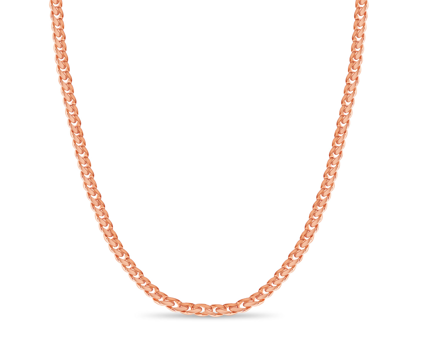 Curb Solid White/Yellow/Rose Gold Handmade Necklace , 11mm, 16-30 Inch