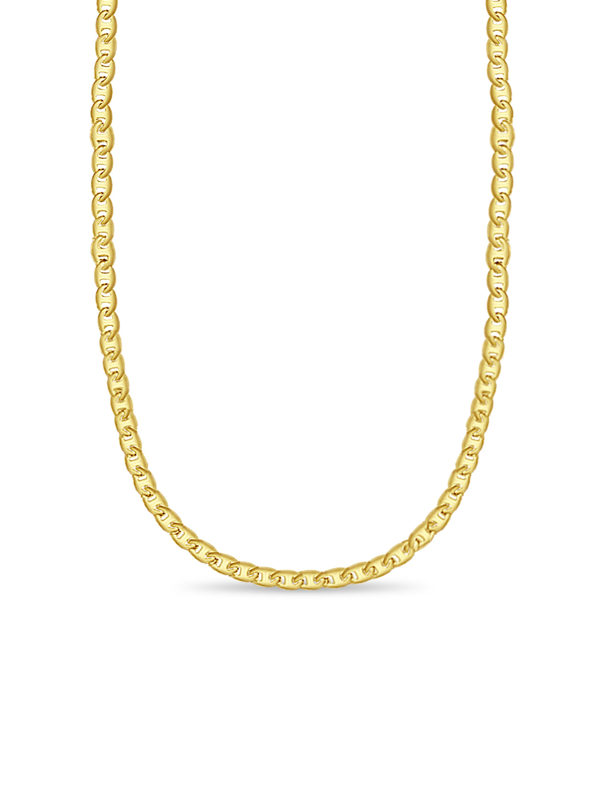 Mariner Solid White/Yellow/Rose Gold Handmade Necklace , 9mm, 16-30 Inch