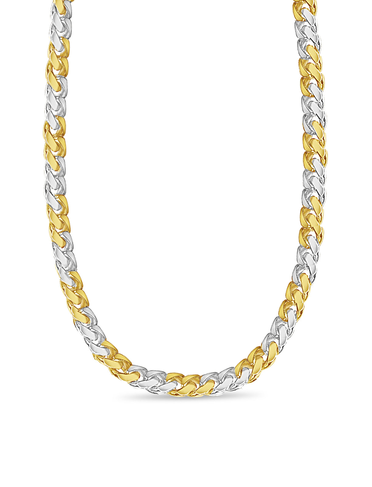 Miami Cuban Solid White/Yellow/Rose Gold Handmade Necklace , 11mm, 16-30 Inch