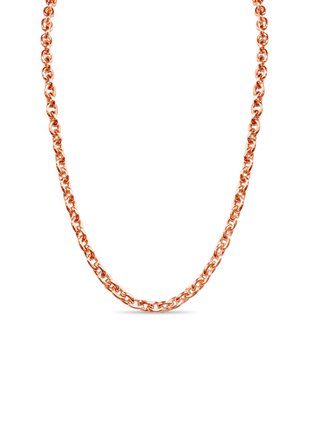 Fancy Rolo Solid White/Yellow/Rose Gold Handmade Necklace , 7mm, 16-30 Inch